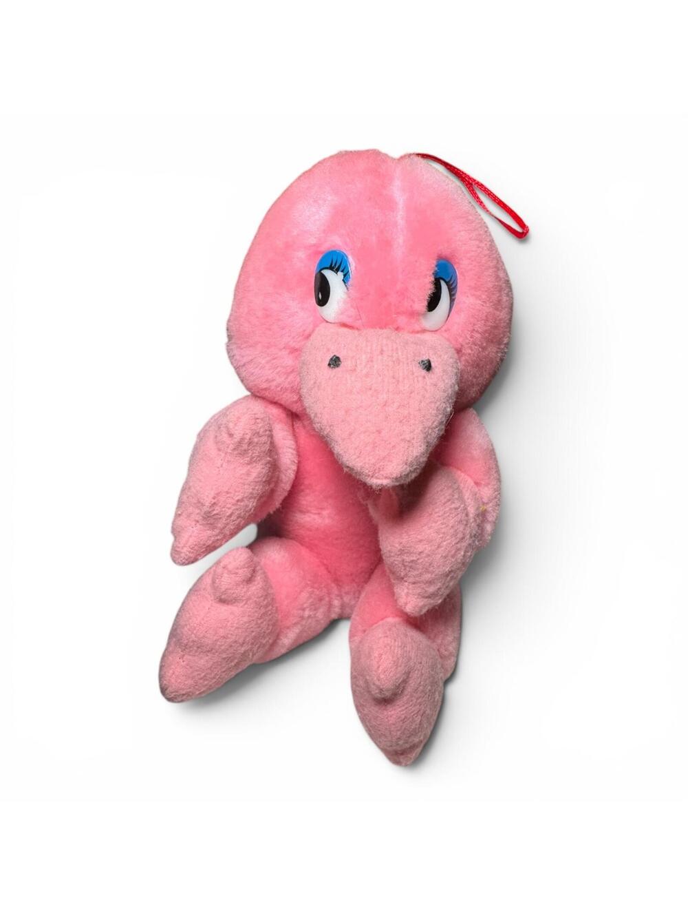 Pink Duck Plushie Retro Vintage Stuffed Animal  GC